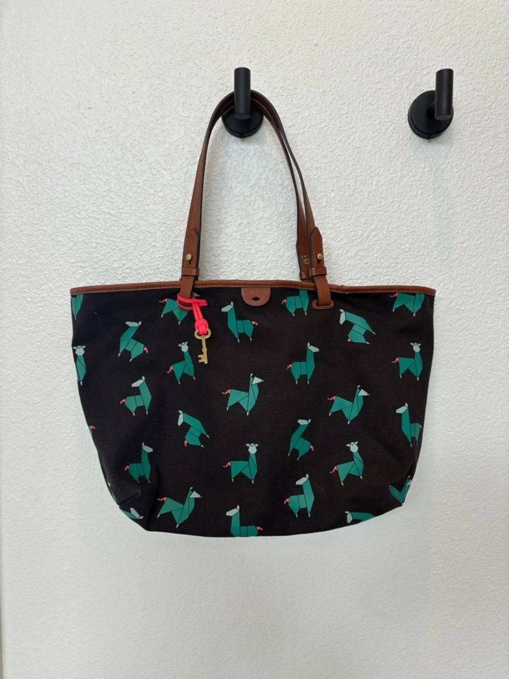Fossil Rachel Tote with Wallet- Origami Llama Print